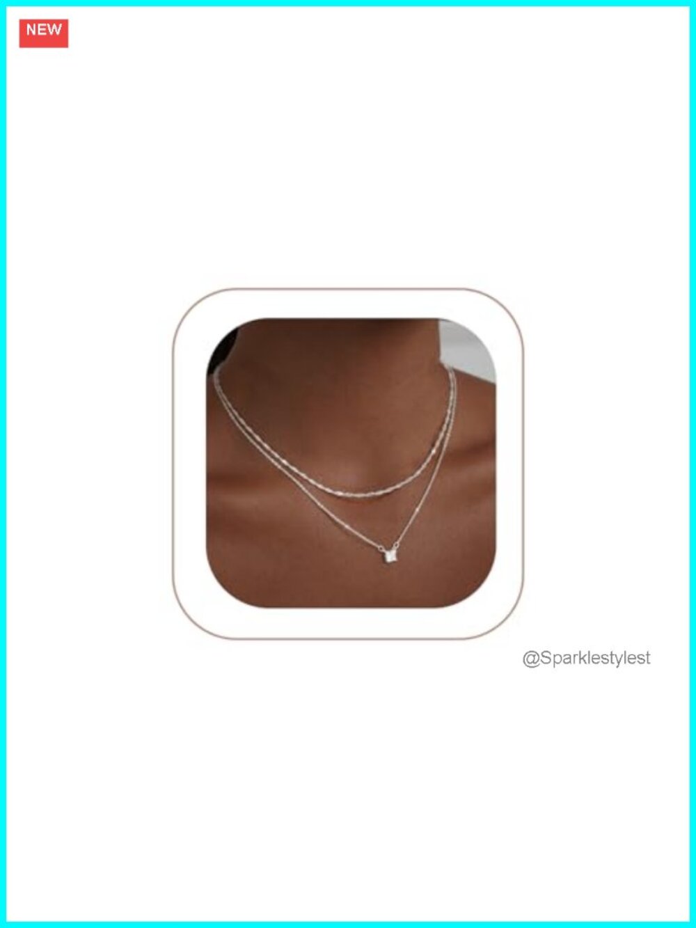 14K Silver Plated Layered Necklace Set with Cubic Zirconia Pendant